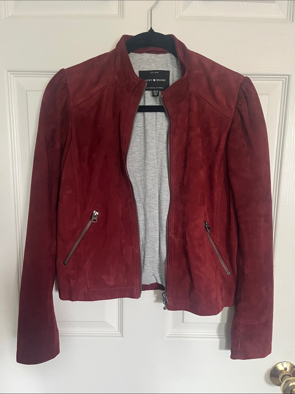 Lucky Brand Women's Red Suede Zip-Front Jacket - Picture 1 of 3